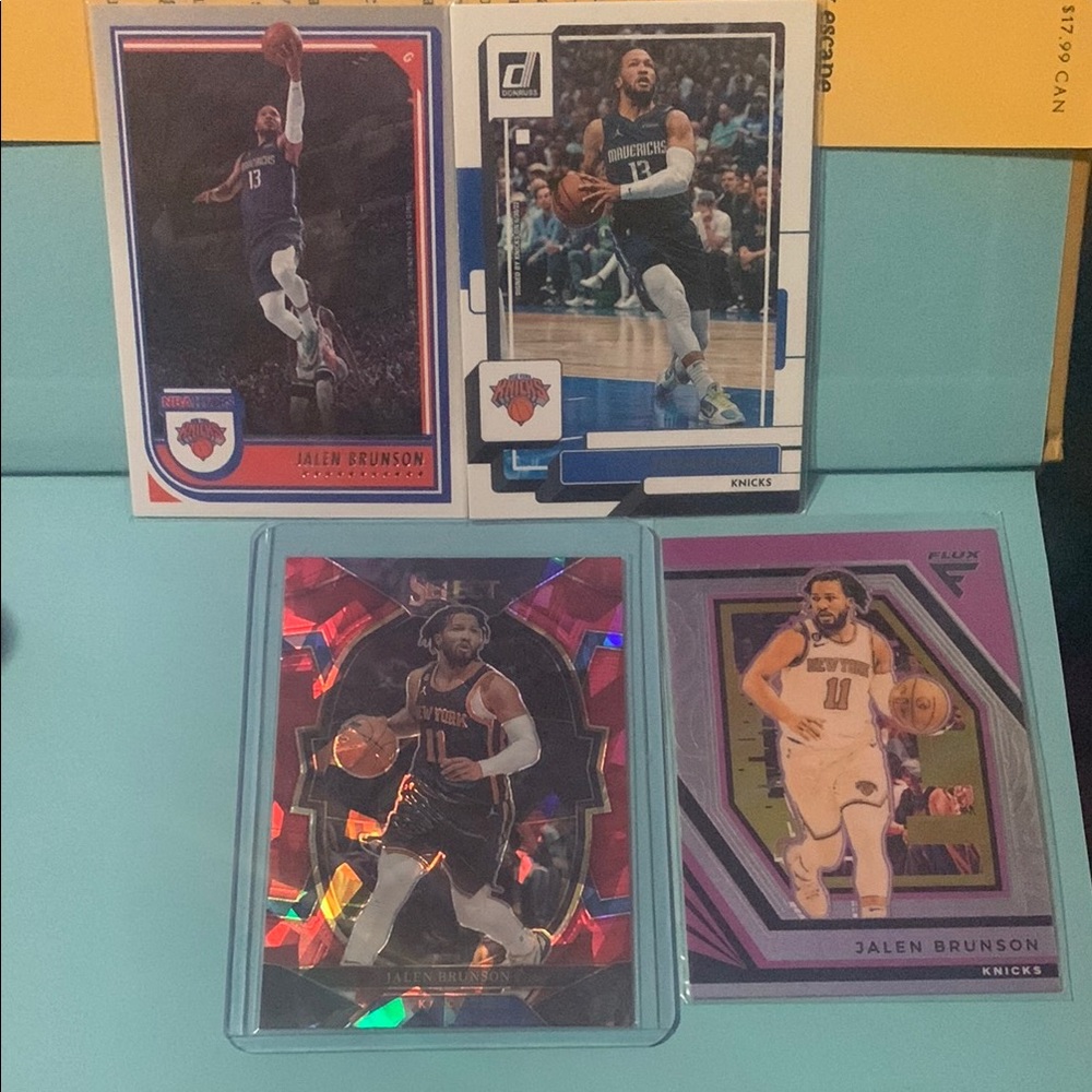 SET OF (4) JALEN BRUNSON NBA TRADING CARDS NEW YORK KNICKS PANINI FLUX PRIZM